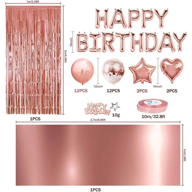 Pancarta de feliz cumpleaños rosa y oro rosa para decoración de fiesta de  cumpleaños para mujeres y niñas, pancarta de feliz cumpleaños, baby shower