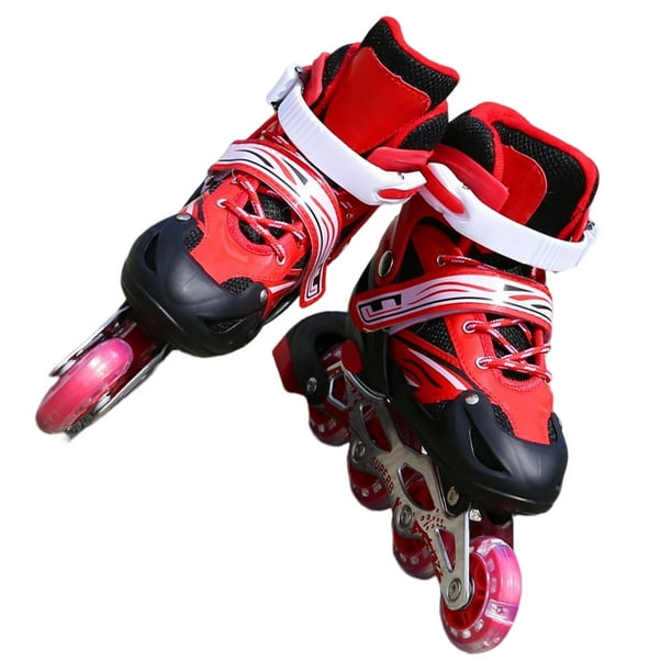  Patines de ruedas para niños, tamaño ajustable para niños  principiantes, patines para niños pequeños con 8 ruedas iluminadas, patinaje  al aire libre para niños y niñas, zapatos de patinaje para edades 