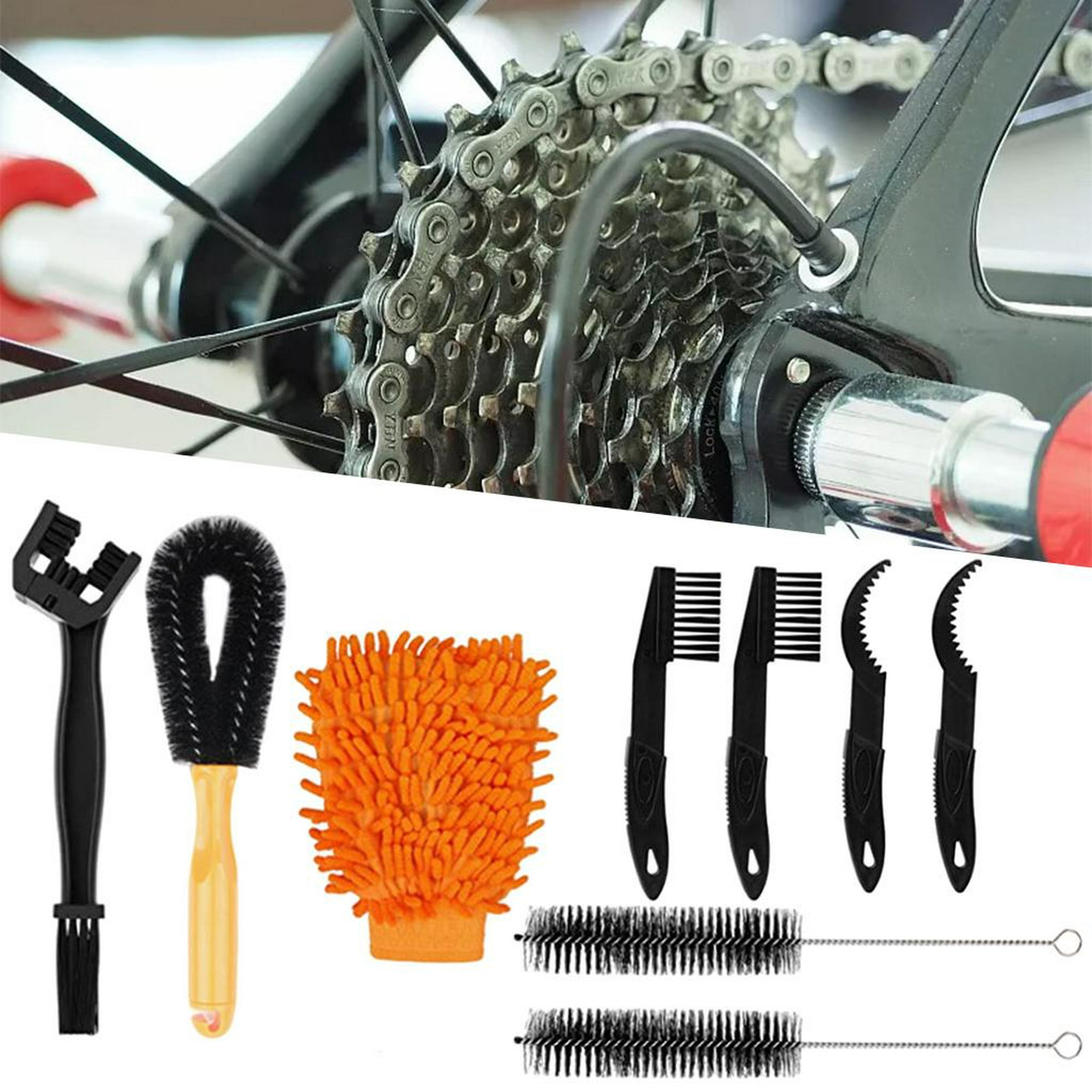 Kit de Limpieza de Cadena de Bicicleta, 4 Cepillos depuradores de Limpieza  Para Bicicletas, Kit De Cepillo Limpiador Cadena Para Bicicleta Y Moto