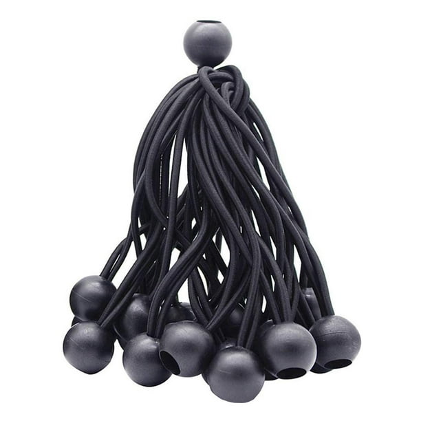 Cuerdas elásticas de alta calidad resistentes en tarro de almacenamiento,  incluye varios tamaños de cuerda elástica y lazos de bola, clip de trampa