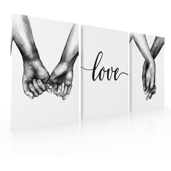 set de 3 cuadros decorativos manos love recamara 60x40cm ideas creativas in manos love