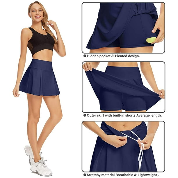 Falda de tenis para mujer Falda plisada ligera para atletismo Deportes Golf  Minifalda para correr con bolsillos y pantalones cortos Fokelyi CZYD-ST65-5