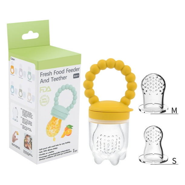 Alimentador de frutas para bebés (paquete de 2) - Mordedores de malla para  bebés, juguete de dentición infantil en colores estimulantes del apetito