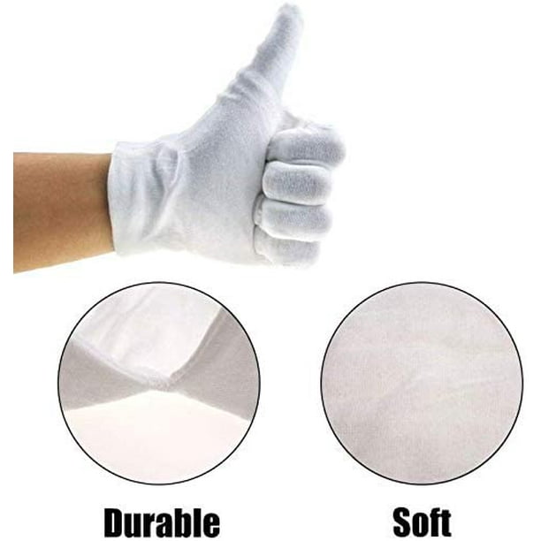  5 guantes blancos de tela de algodón para manos secas, joyas,  disfraces, hidratantes : Ropa, Zapatos y Joyería