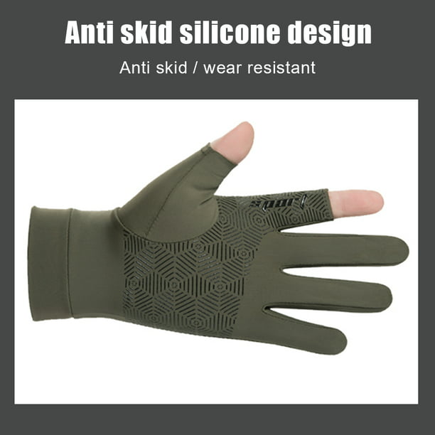 1 par de guantes de pesca antideslizantes 2 dedos cortados hielo seda mano  proteger (verde) Ndcxsfigh Nuevos Originales
