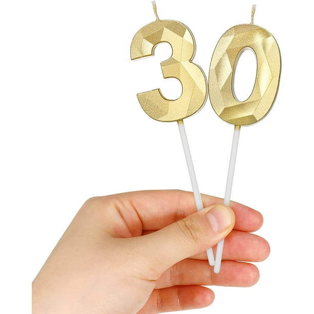 Vela dorada con número 50 cumpleaños, decoración  