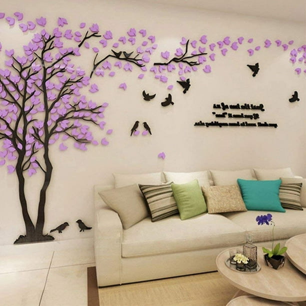  Pegatinas de pared para dormitorio pegatinas de pared para sala  de estar, flores, decoración de la habitación de pájaros, guardería,  decoración de pared y murales, 3D DIY arte de pared como