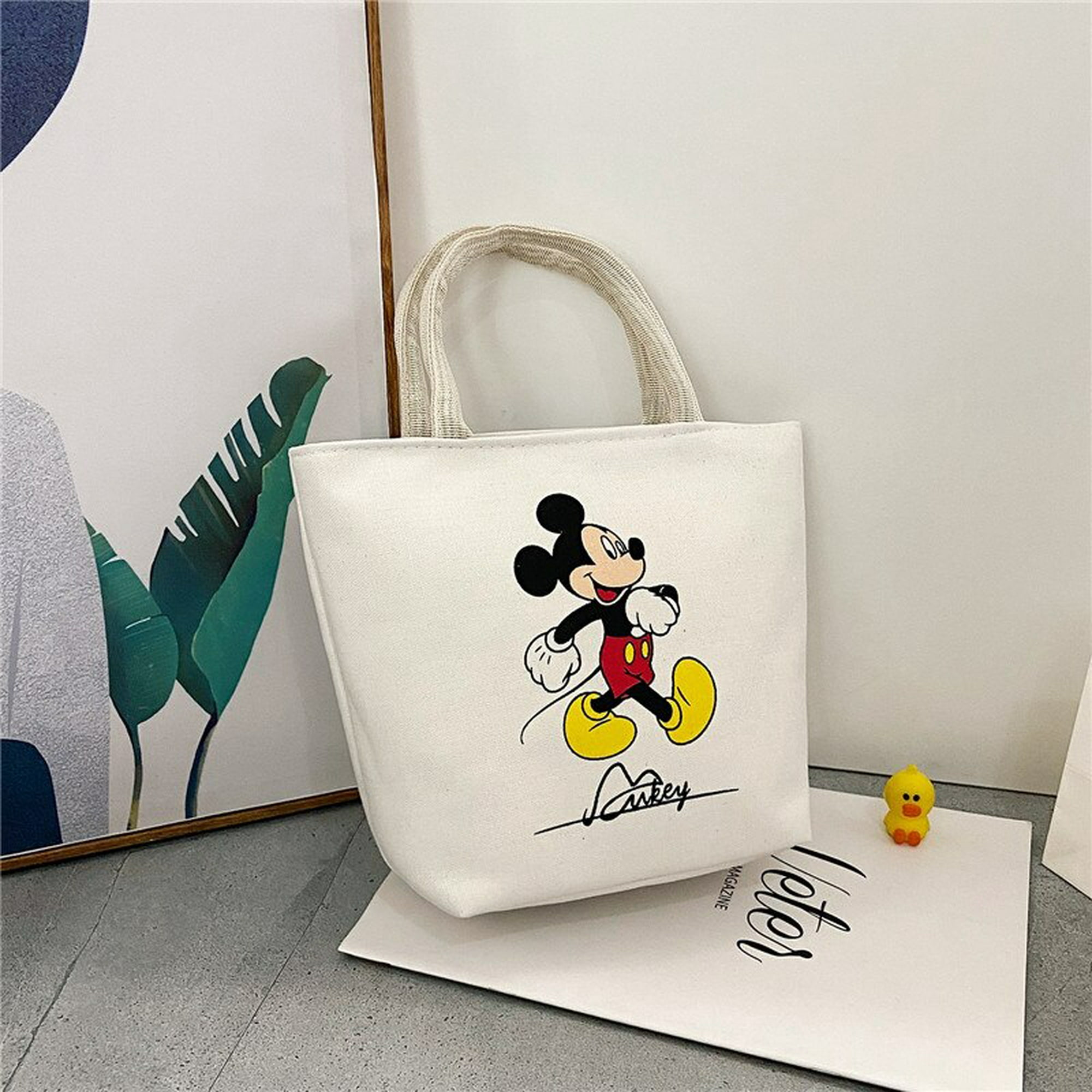 Disney women's bag Mickey Mouse printed bucket fashion cartoon large  capacity ins handbag single shoulder bag PU high quality