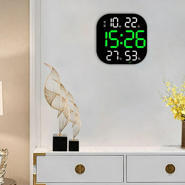 Reloj de pared Digital LED grande con temperatura, humedad, fecha