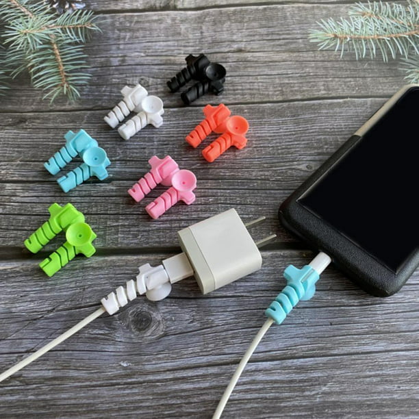 GreenHome 1 par de cables de carga Protector de cable anti-margán flexible  Datos de espiral duradero Manga protectora con lechón greenhome iPhone X