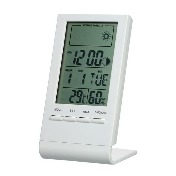 Mini Lcd Temperatura Humedad Medidor Reloj Higrómetro Interi