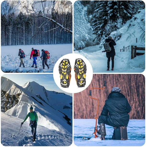 Crampones de montañismo antideslizantes para exteriores, 19 dientes,  cubiertas para zapatos antideslizantes de acero inoxidable para hielo y  nieve, fortalecen los suministros de escalada en hielo de