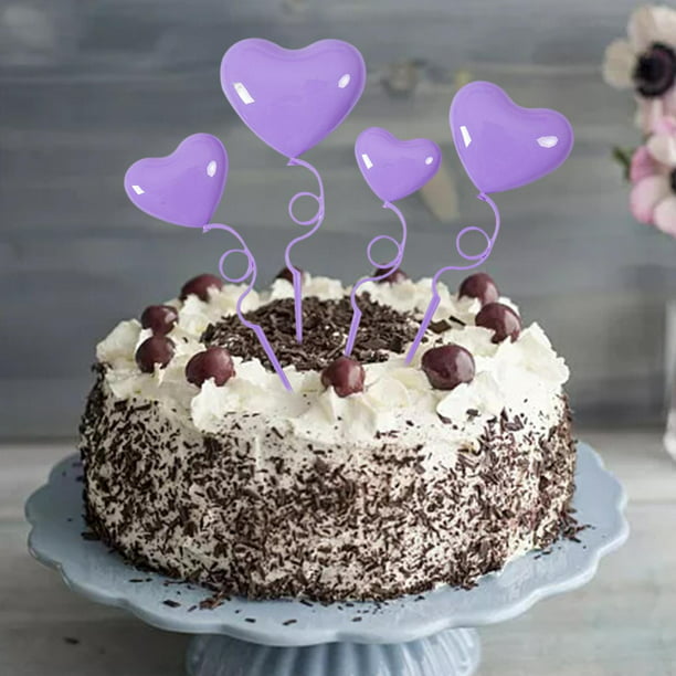 4 Uds. Decoraciones para pasteles adornos en forma de corazón decoración de  fiesta globos adornos para pasteles para cupcakes fiesta de cumpleaños  Púrpura Fernando Primeros de la torta de globos | Bodega