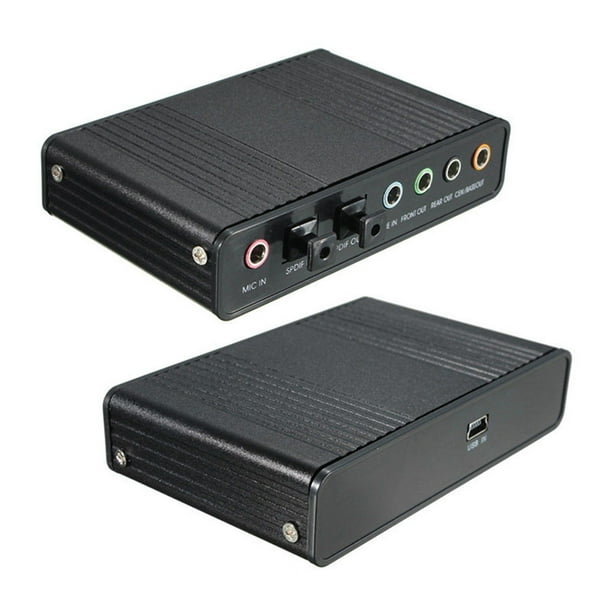 Tarjeta de Sonido Envolviendo Adaptador Convertidor 5.1 Audio Estéreo 4  Canales SPDIF 32kHz 44KHZ 48KHZ USB 2.0 Externo óptico para Computadora  Portát negro Sunnimix Tarjeta de sonido