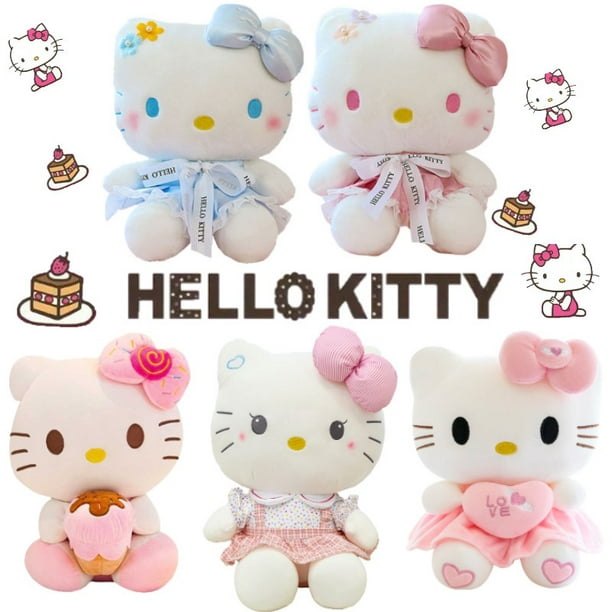 Sanrio-animales de peluche de Hello Kitty Para Niñas, Juguetes Para Niñas,  Gato KT, Anime, peluches lindos, muñeca Hellokitty, 22cm Fivean unisex