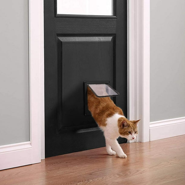 Puerta para mascotas para gatos con cierre de 4 vías ABS de gran tamaño,  puertas para mascotas pequeñas, fácil de instalar, resistente a la  intemperie