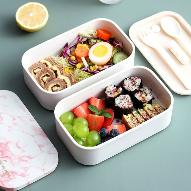 Bento Lunch Box Juego de cubiertos Contenedores de preparación de comidas de  rosa y divisor Sunnimix Fiambreras Bento