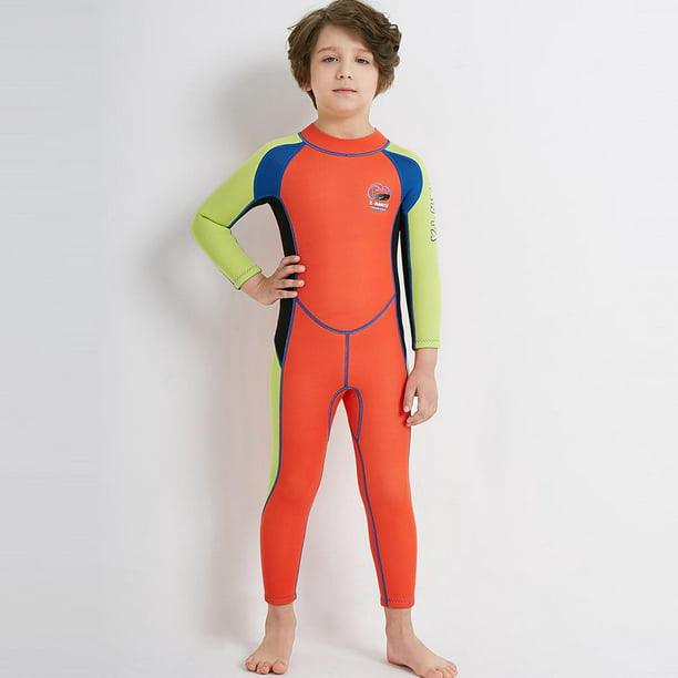  Traje de neopreno de 0.079 in para niños, traje de neopreno  para niños siameses para niños pequeños, para mantener el calor, adecuado  para nadar (S, niño y beige 03) : Deportes