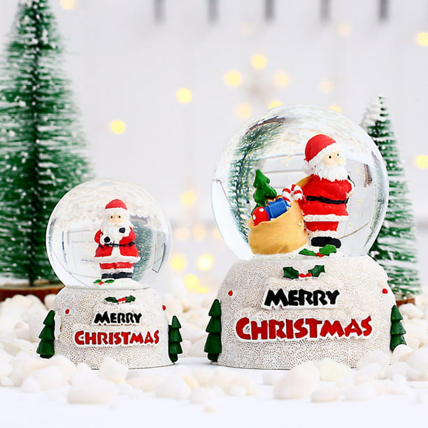  HANASE Bola de cristal 3D grabada para decoración del árbol de  Navidad, esfera de cristal, decoración del hogar, adorno de bola de regalo,  con base de metal, 3.1 in : Hogar