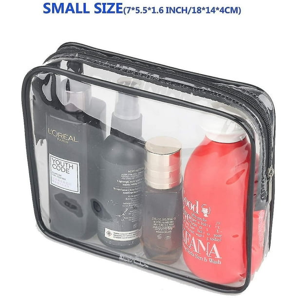  Paquete con 3 bolsas transparentes para artículos de tocador  Packism Tamaño aprobado por la TSA Bolsa de cosméticos para viaje, para  mujeres y hombres Bolsa permitida para abordar aviones : Belleza