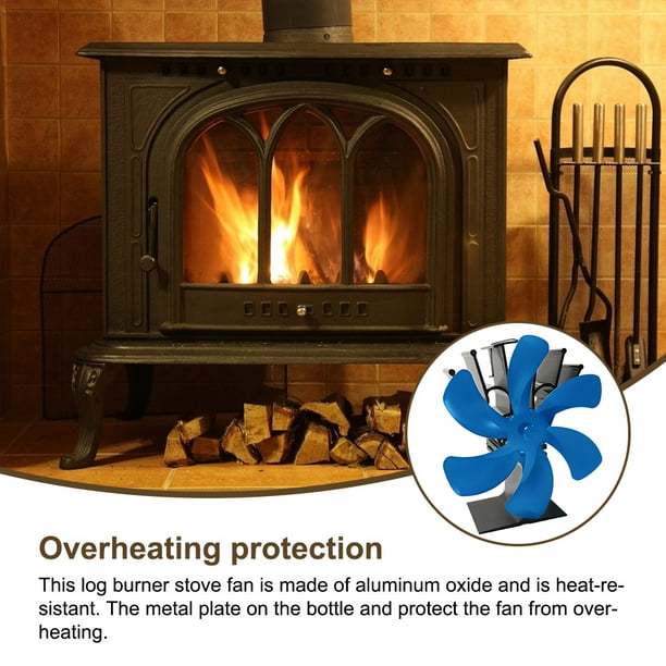 Ventilador para chimenea con protección contra sobrecalentamiento Estufa de leña  Ventilador de calor para hotel en casa, Azul Kearding HA007776-04B