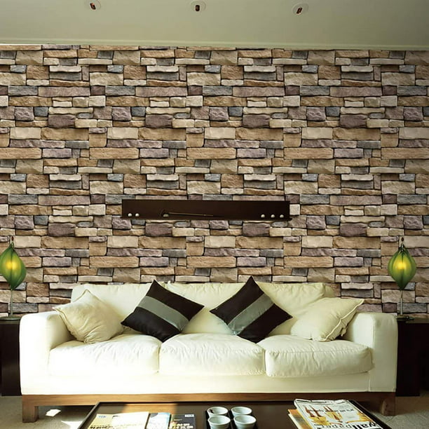  Finecraft Decor 10 paneles de pared 3D (19.4 pies cuadrados)  para despegar y pegar, de PVC con piedra sintética, paneles decorativos 3D  para el hogar, la cocina, el baño y la