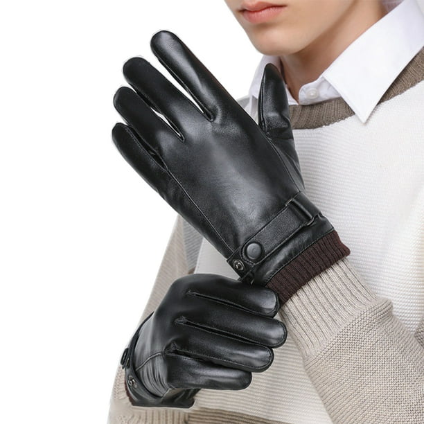 Guantes de conducción, guantes de cuero negro fino para hombre, guantes de  conducción con pantalla táctil, deportes al aire libre, Negro