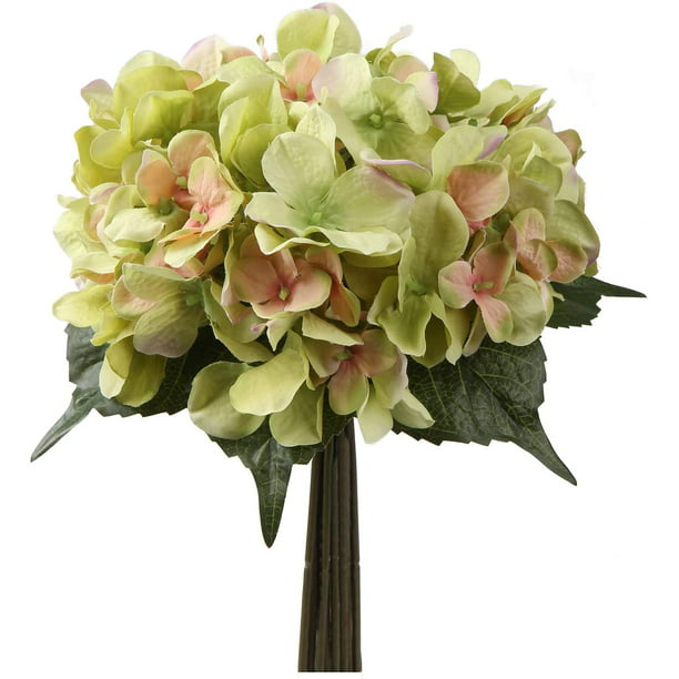 Flores artificiales de boda flores falsas ramo de hortensias artificiales  arreglos florales DIY Floral para la decoración del jardín del hogar 1  paquete Adepaton LRWJ514-2
