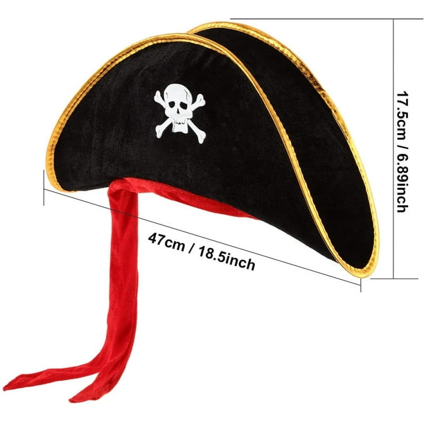  Legigo Sombrero de pirata, sombrero de pirata, diseño clásico,  con estampado de calavera, 6 piezas de sombrero de capitán pirata y parche  de ojo de pirata para fiesta de pirata, cosplay