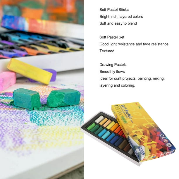 Pasteles suaves colores intensos 24 colores portátiles fáciles de mezclar  juego de varillas de colores pastel suaves que no destiñen para pintar  ANGGREK Otros