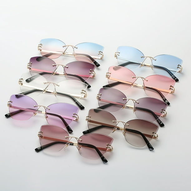 Moda para mujer Gafas de sol UV400 Gafas sin marco Ojo de gato Gafas de sol  Gafas para mujer Abanopi SX80 C8