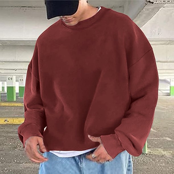 Comprar Sudadera Oversize De Hombre Con Cuello Redondo Rojo