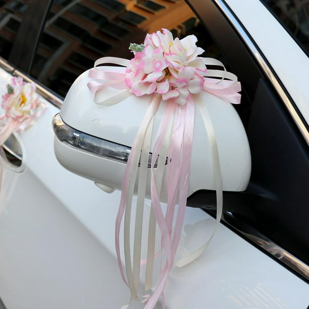 Decoración de flores de coche de boda, flores artificiales, cinta de  decoración de coche de boda para manija de puerta de coche, suministros de