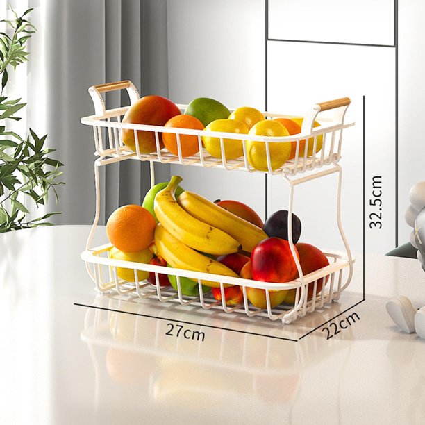 Ga HOMEFAVOR Cesta de frutas para cocina, frutero de 2 niveles para  encimera de cocina, soporte de almacenamiento de verduras para tienda de  frutas