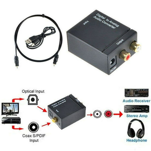 Adaptador Convertidor de Audio Digital a Analógico con Salida Coaxial  Óptica RCA de Tholdsy