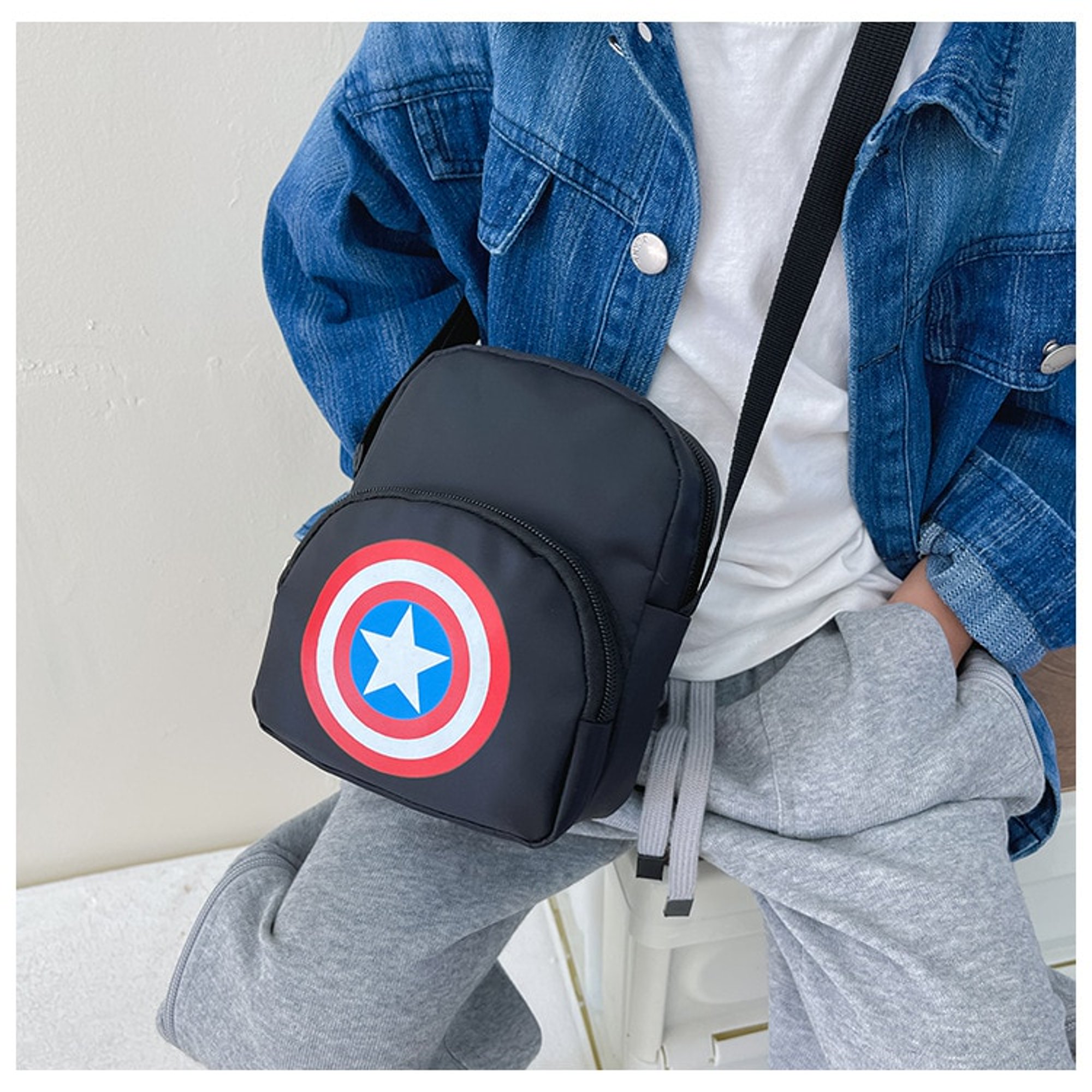 Disney-bolso de hombro de Marvel para niños, bandolera de dibujos