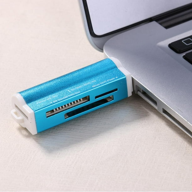 Lector de tarjetas de memoria múltiple USB2.0 4 en 1 para SD/SDHC/Mini  SD/MMC/TF (Azul) Tmvgtek 2fh4dn7ly9hn1nz9D04