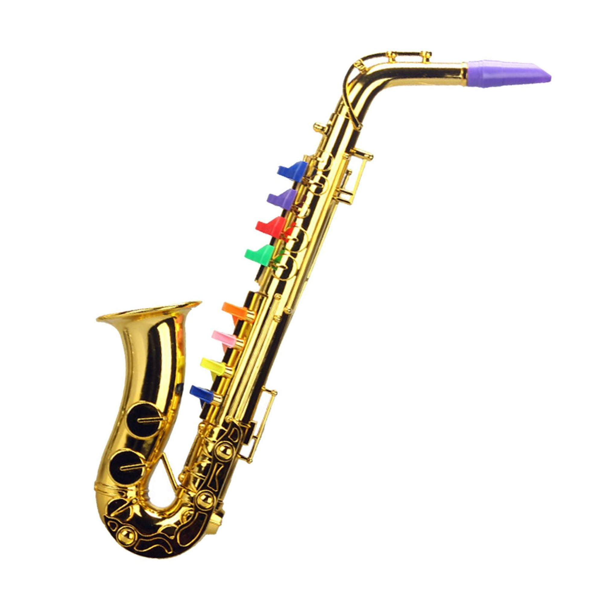  HHOP - Saxofón musical para niños, instrumentos de viento ABS  metálico dorado con 8 teclas de colores : Juguetes y Juegos
