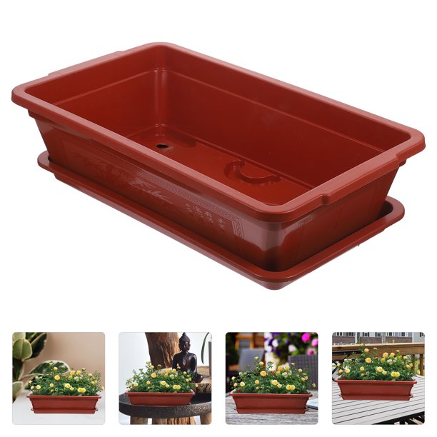 Bandeja rectangular para maceta de flores, plantas platillo para