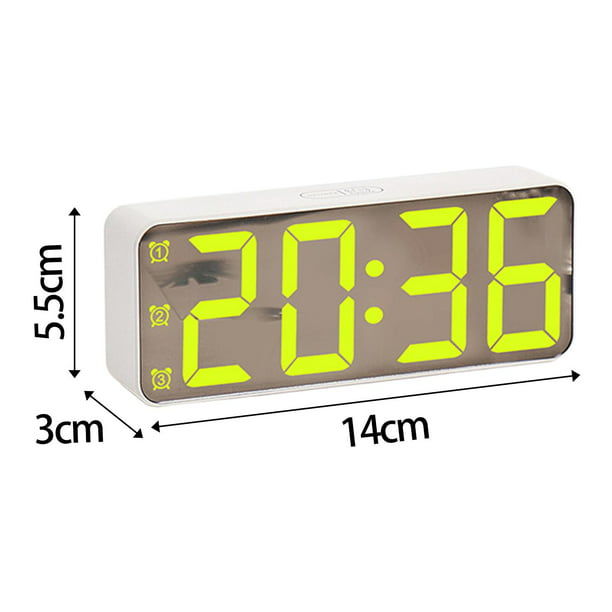1 Pieza, Reloj Mesa Espejo Led, Alarma Digital, Repetición Alarma