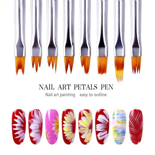 8Pcs Flower Drawing Pen Gradient DIY Nail Art Brush Set Painting Drawing  Tip Acrylic Gel UV Polish Nail Art Design Manicure Tool