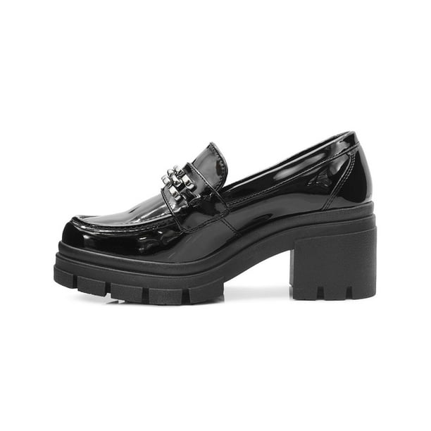 Zapato Vestir Tacón Mujer Negro Charol Stfashion 01403700