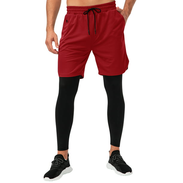 Pantalones deportivos para hombre con bolsillos, mallas con forro 2 en 1,  pantalones cortos atlético yeacher METRO