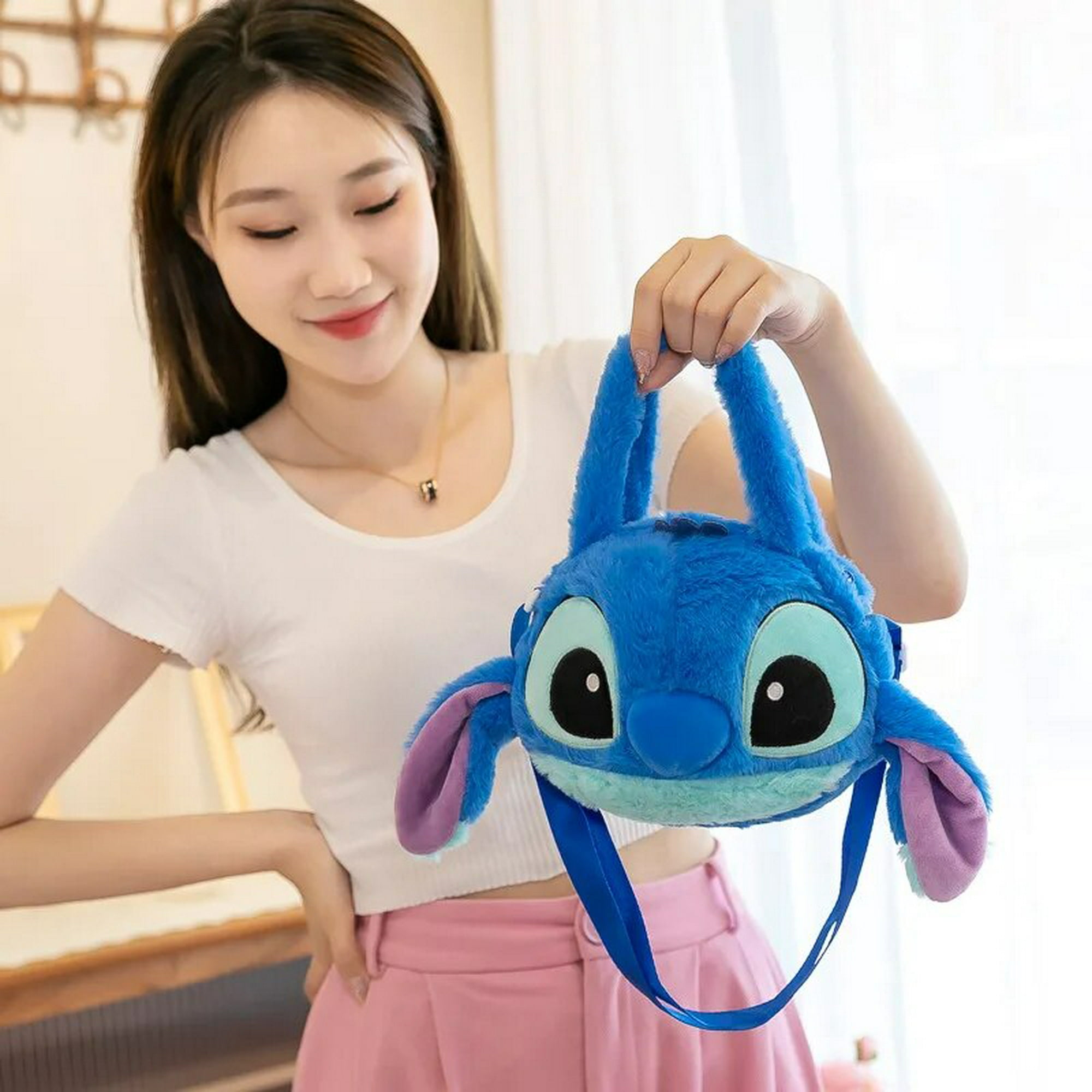 Disney-Bolso de peluche de Lilo & Stitch para niños, bolsa de