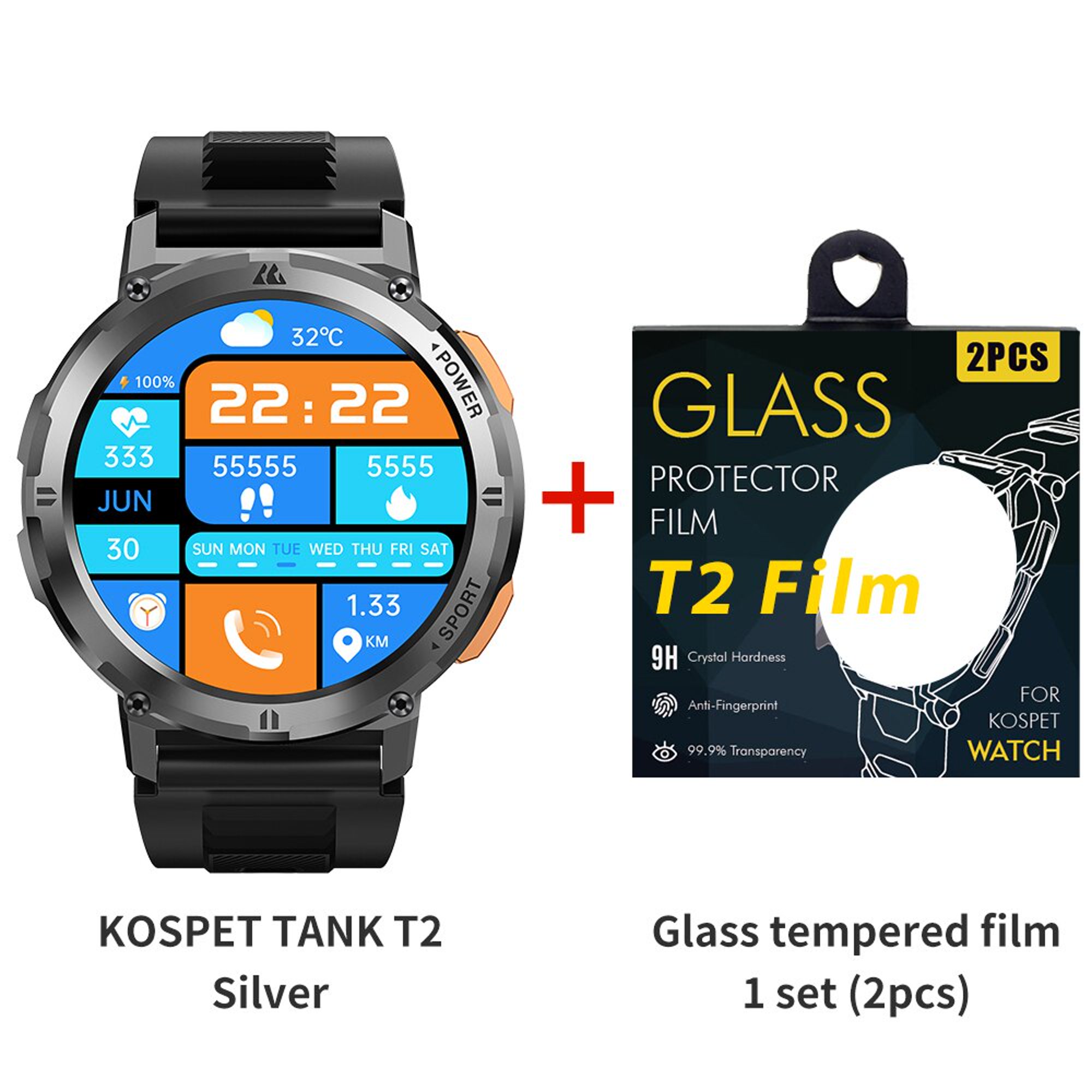 Nuevo Kospet Tank T2 Ultra Fitness Smartwatch Hombres Amoled Aod