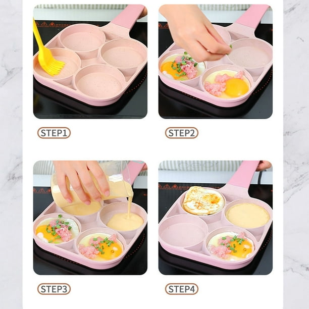 Supkiir Sartén para huevos, diseño de corazón circular de aluminio, 4  tazas, olla antiadherente para huevos para freír huevos, hamburguesas y  tocino