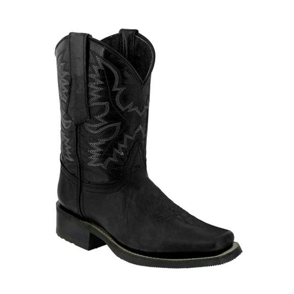 botas vaqueras ferndule para mujer botas occidentales punta redonda tacón grueso bajo botas bordadas retro color negro talla 6