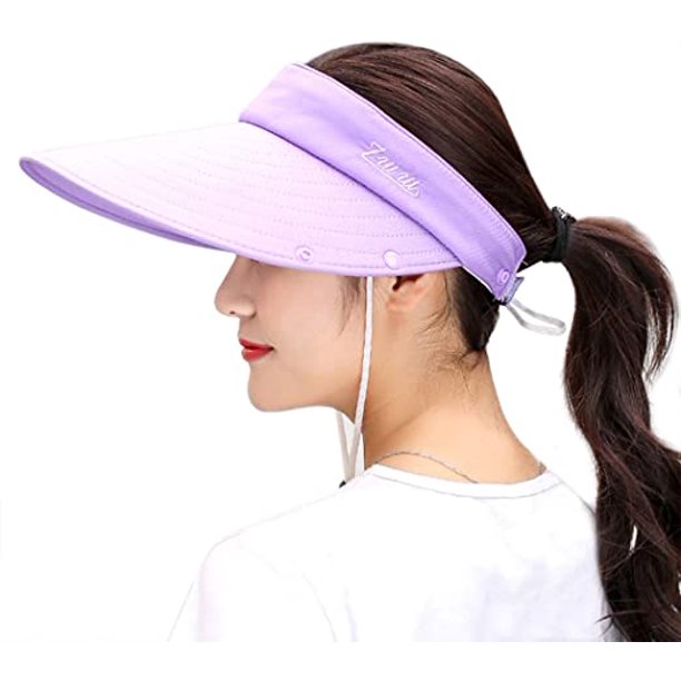 Sombrero Cola de Caballo, Plegable Visera Ancha de Una Gorra Visera Mujer,  Protección de Verano contra el Sol Suave Visera Golf Mujer Visera de