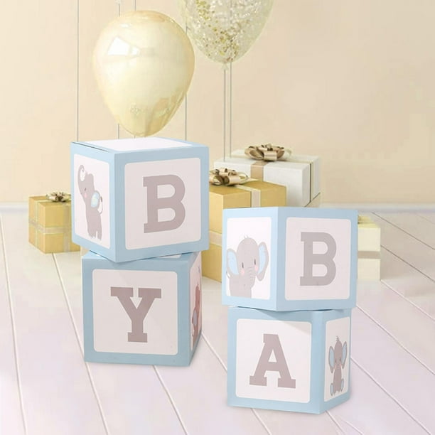Cajas de bebé con letras para baby shower, cajas de bloque transparentes  para decoración de baby shower, caja de globo transparente para baby shower  y