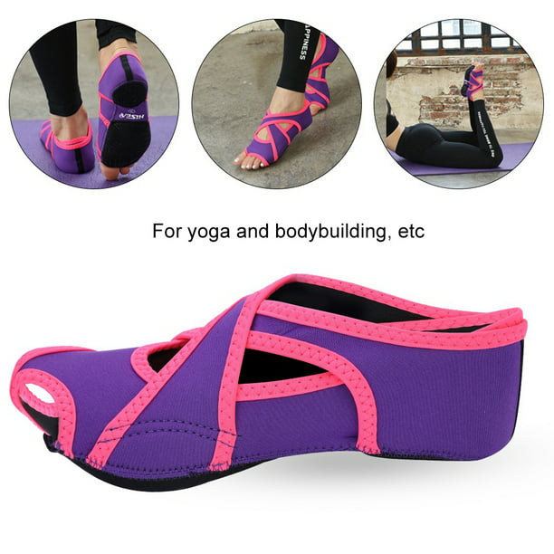Calcetines Pilates Yoga Antideslizantes, Entrenamiento Antideslizante,  Medias sin Dedos, Calcetines para Yoga Pilates, Baile(S-púrpura) EOTVIA No